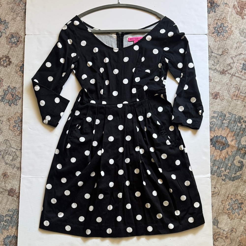 Betsey Johnson Black Dress with White Polka Dots